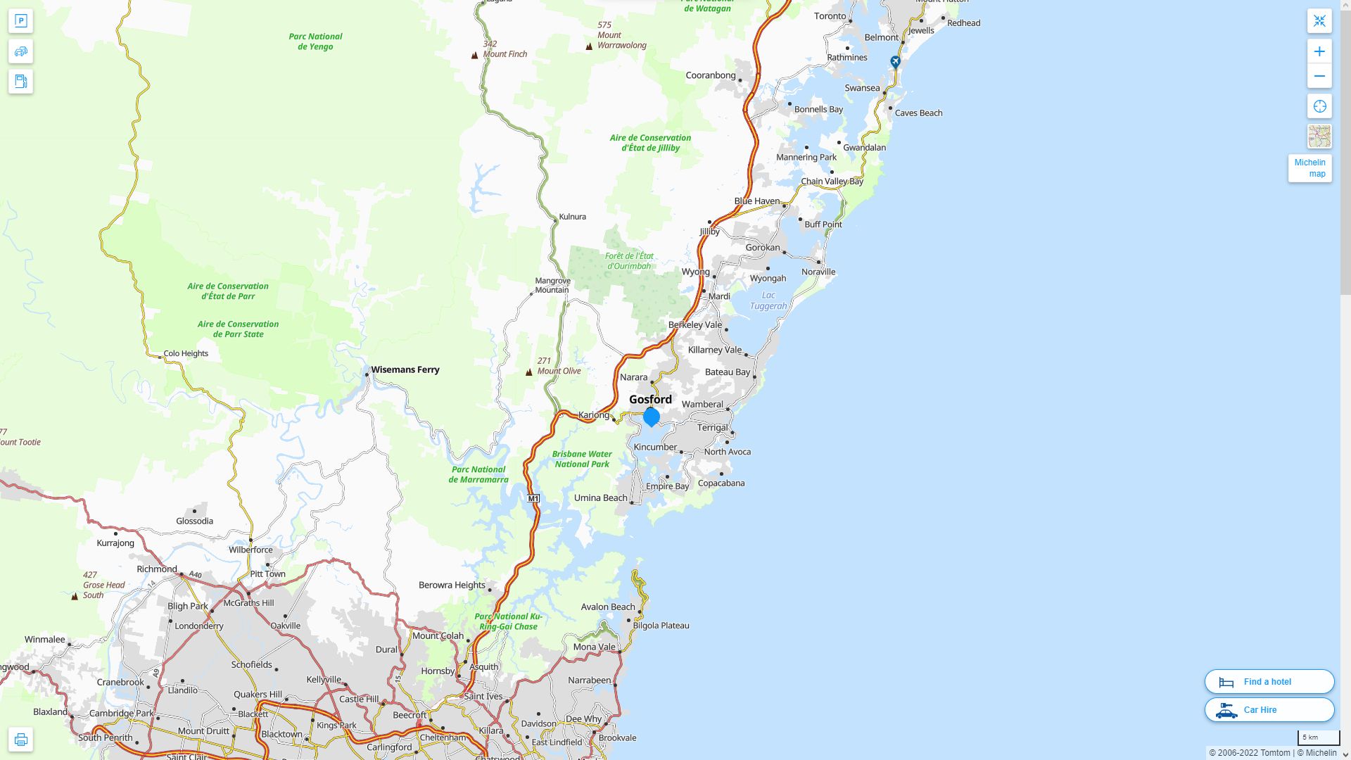 Gosford Highway and Road Map